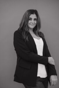 Black-and-white portrait of Jennifer Hume